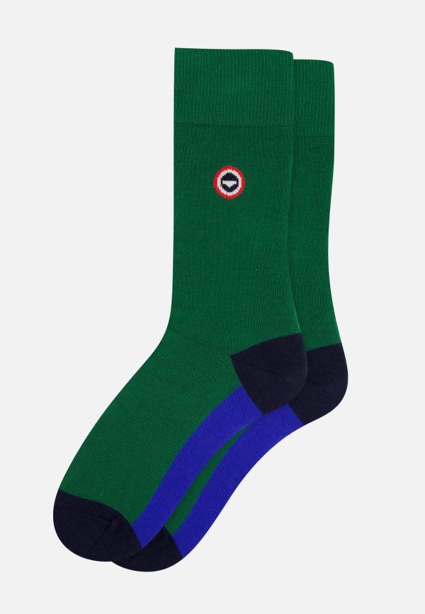 Chaussettes mi-hautes mixtes en coton - Lucas Demi Bloc Emeraude Bleu Eblouissant