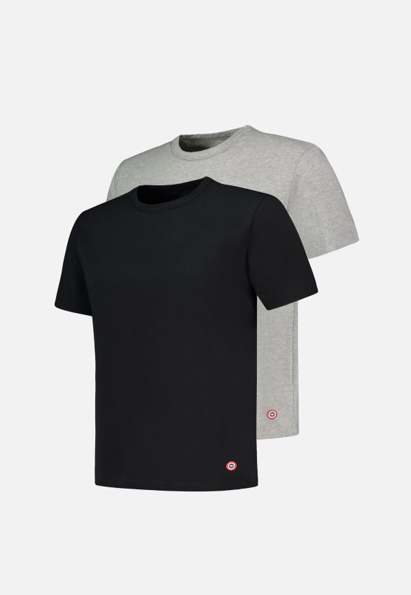 T-shirts manches courtes en coton - Duo de Formidable Noir Gris Chiné