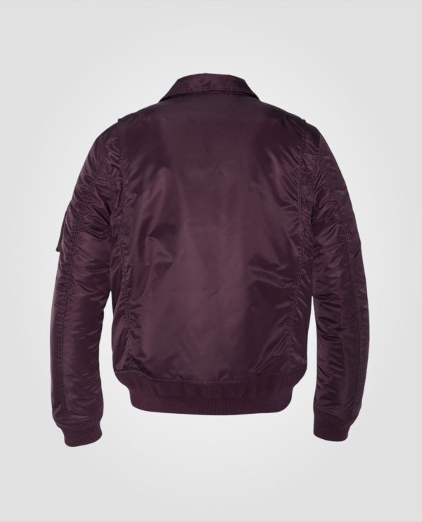 Bomber CWU bordeaux foncé en nylon recyclé, coupe ajustée – Image 2