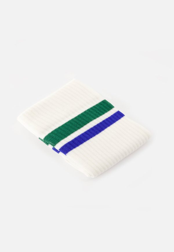 Chaussettes mi-hautes mixtes en coton - Wilfried Horizontal Emeraude Bleu Eblouissant – Image 2