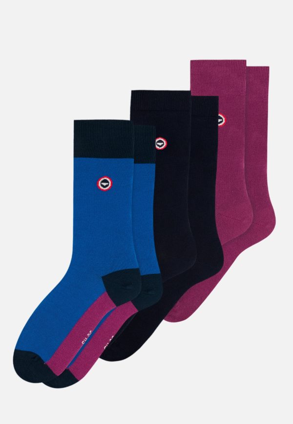 Lot de 3 chaussettes mi-hautes - Pack Lucas Purple Bloc Eblouissant Marine