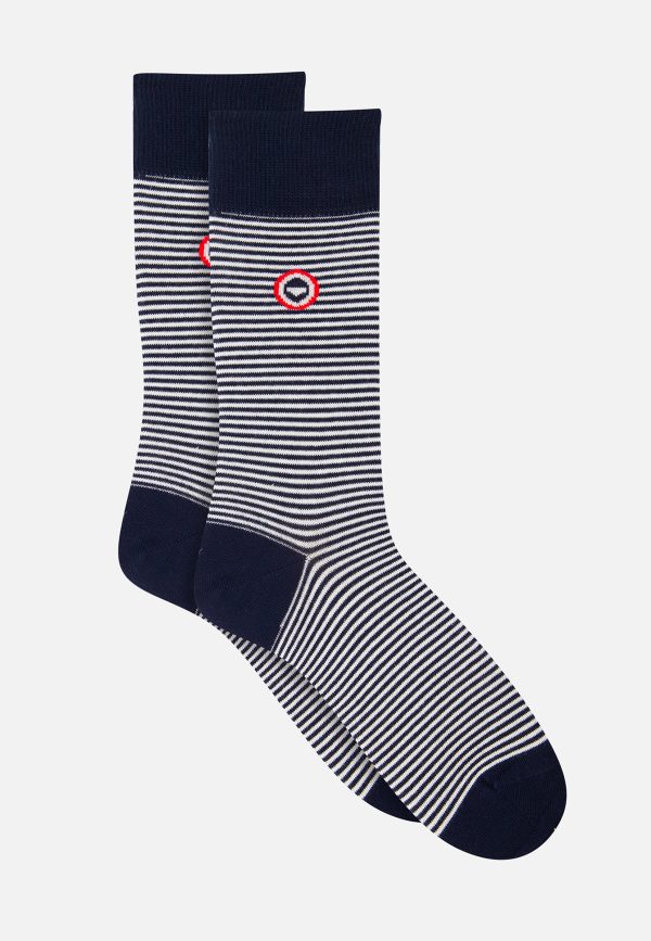 7 Paires de chaussettes mi-hautes en coton - Semainier Chaussettes Marinière Gris Chiné Marine Tartan Noir – Image 2