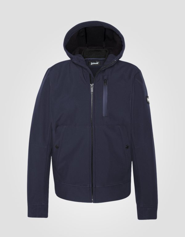 Blouson bleu marine softshell à capuche – Image 2