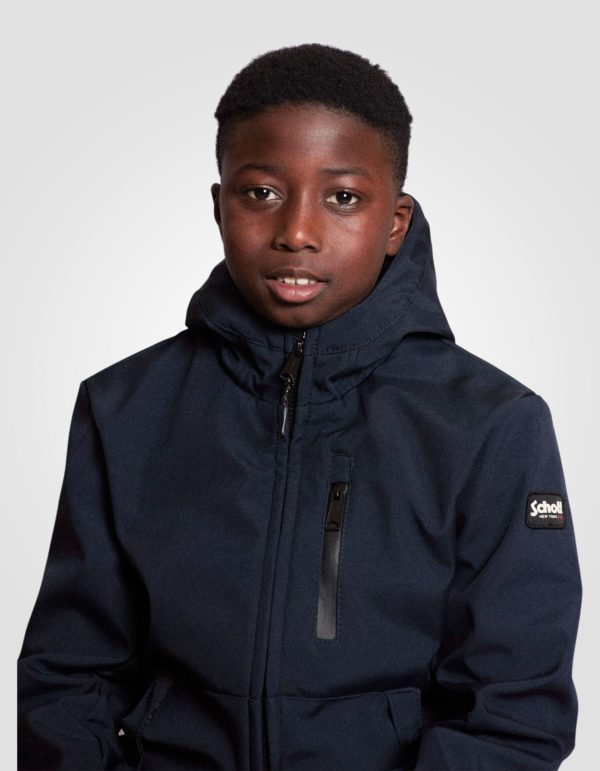 Blouson bleu marine softshell à capuche