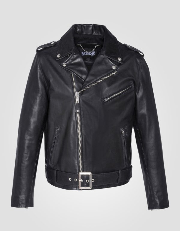 Blouson Perfecto  noir avec ceinture, cuir de vachette – Image 2