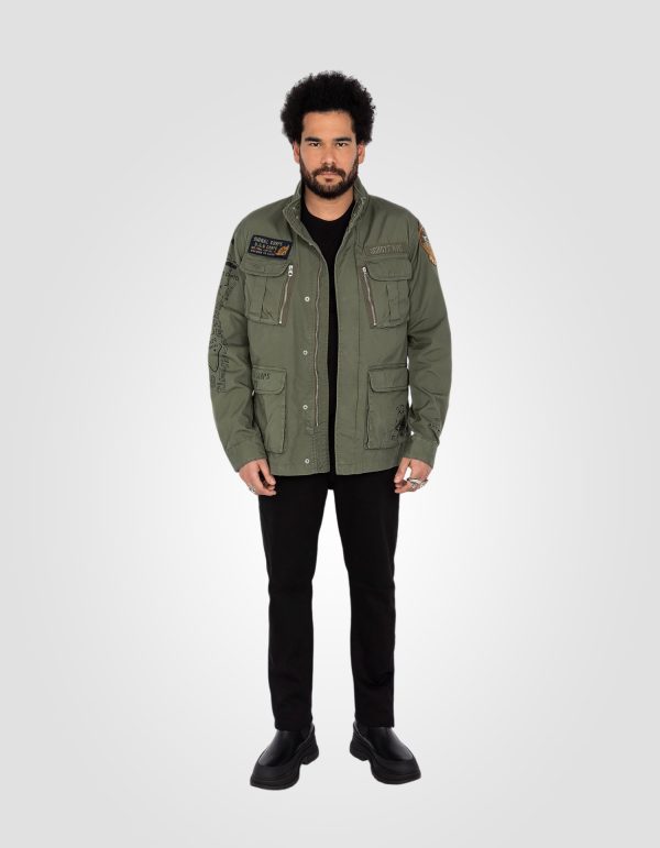 Veste de combat kaki badgée