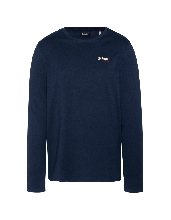 T-shirt bleu marine à manches longues brodé