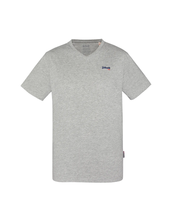 T-shirt col V gris chiné – Image 2