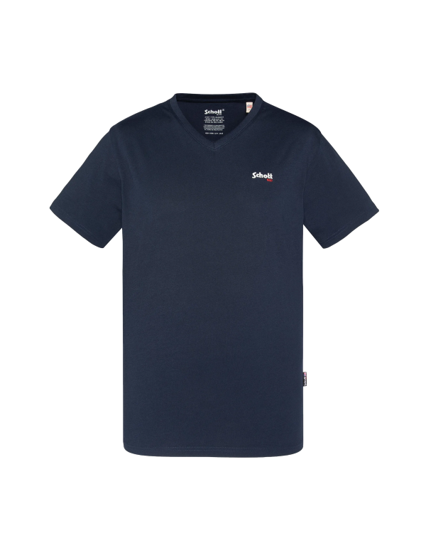 T-shirt col V bleu marine