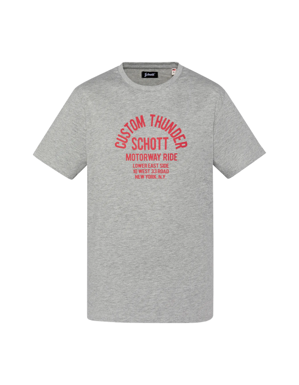 T-shirt gris chiné imprimé biker