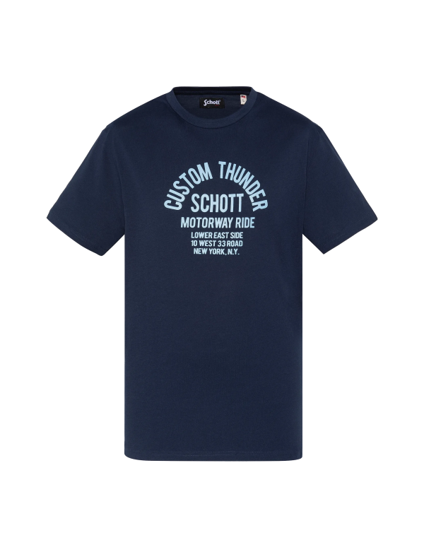 T-shirt bleu marine imprimé biker