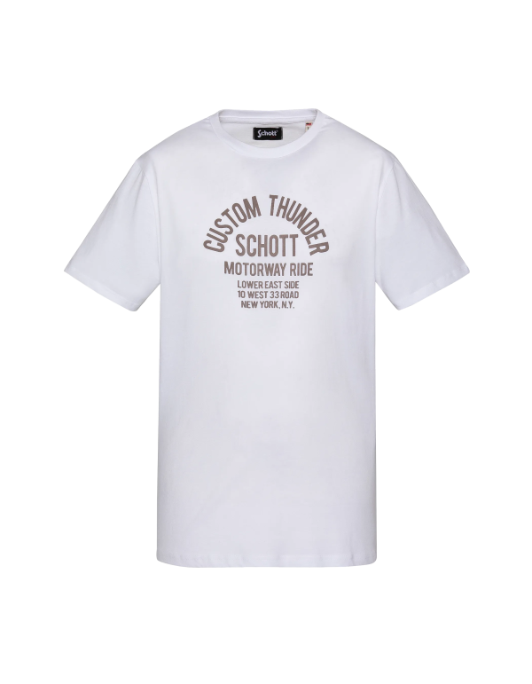 T-shirt blanc imprimé biker