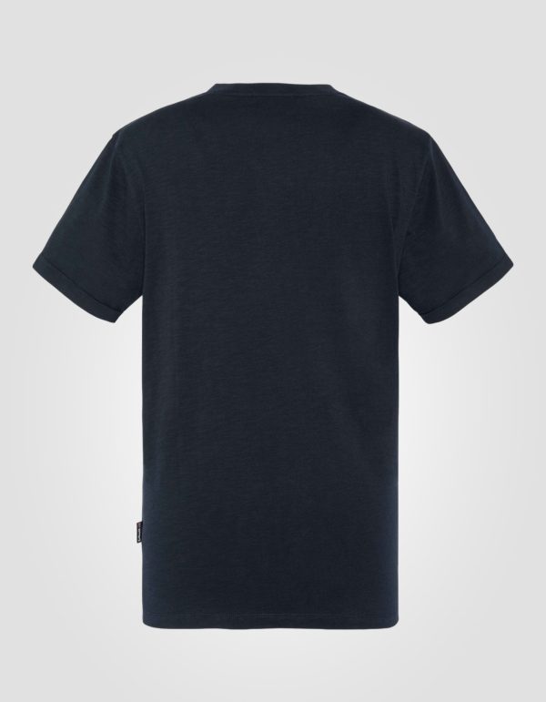 T-shirt col V bleu marine effet flammé – Image 2