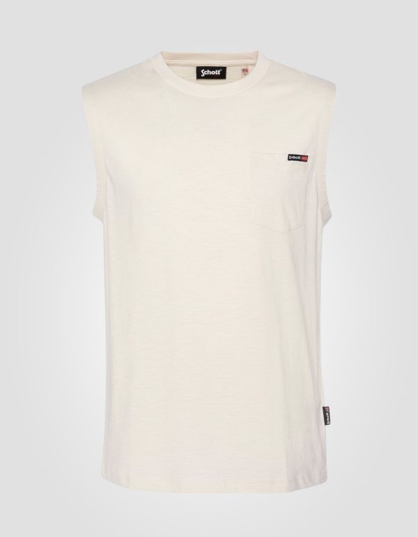 T-shirt blanc sans manche effet flammé