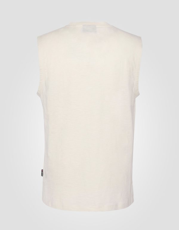 T-shirt blanc sans manche effet flammé – Image 2