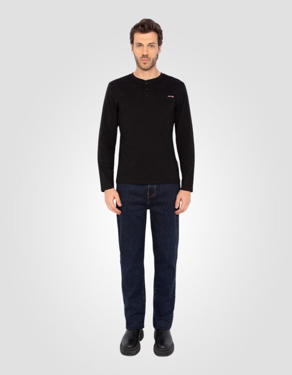 T-shirt noir manches longues effet flammé