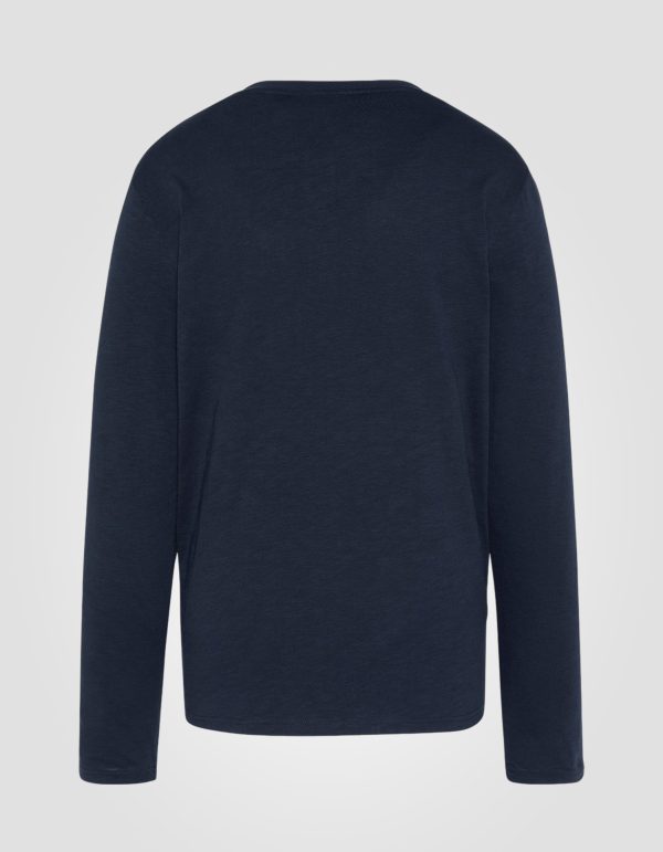 T-shirt bleu marine manches longues effet flammé – Image 2