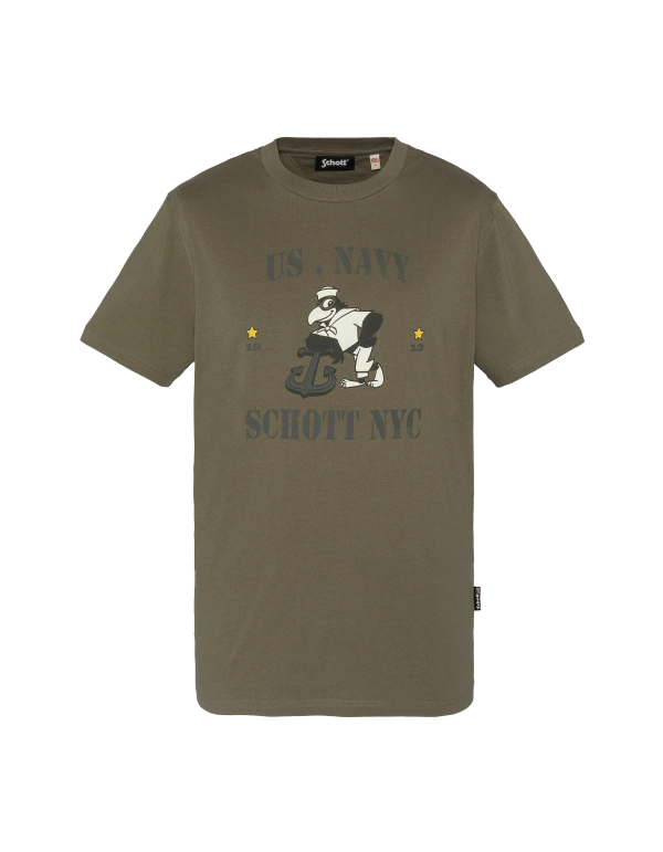 T-shirt kaki US Navy cartoon