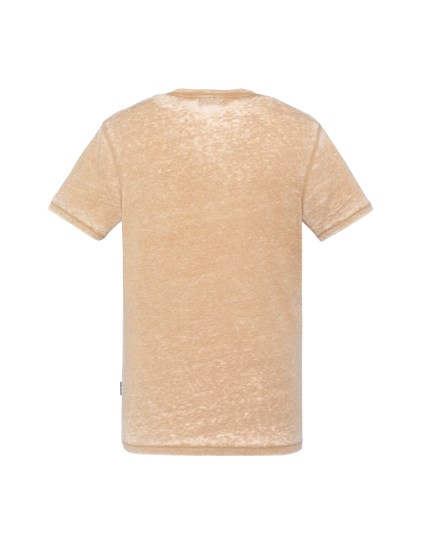 T-shirt col tunisien army beige effet délavé – Image 2