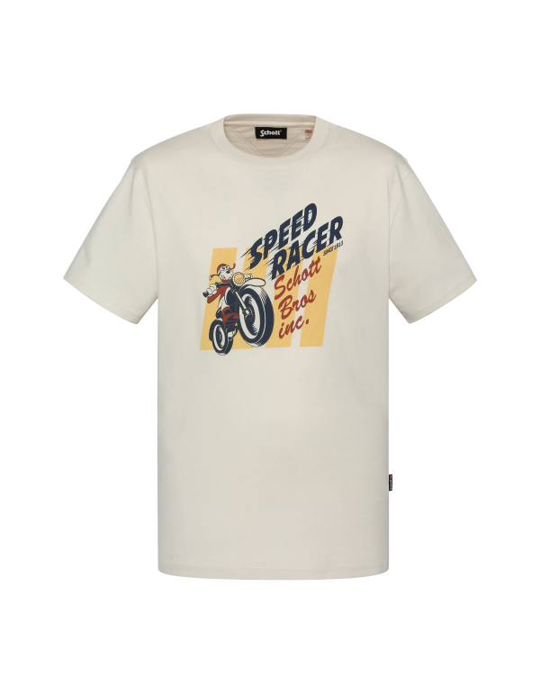 T-shirt blanc cartoon biker