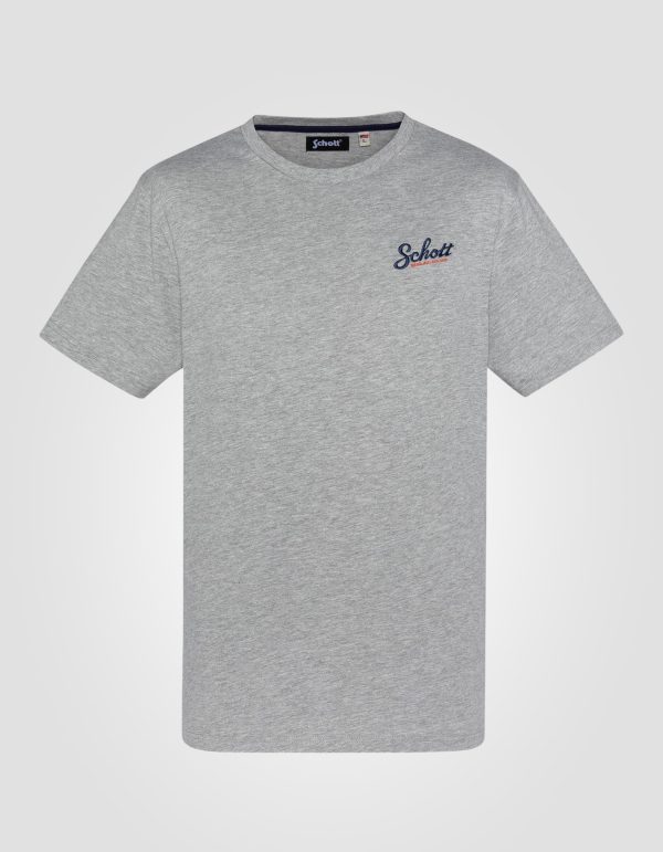 T-shirt gris chiné imprimé poitrine
