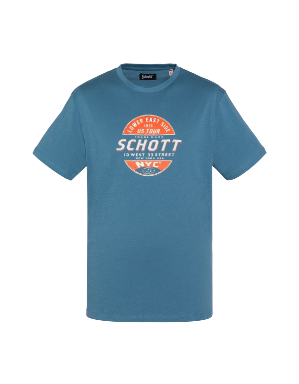 T-shirt bleu jeans imprimé