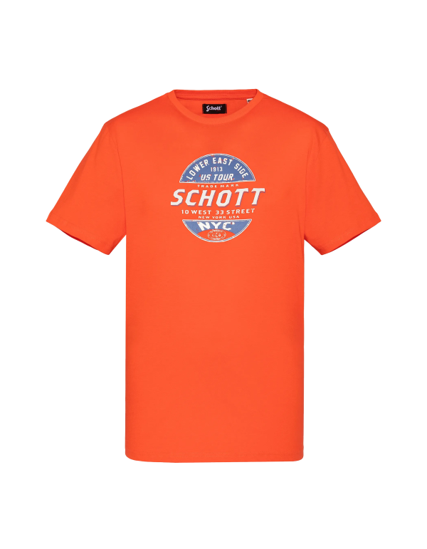 T-shirt orange imprimé