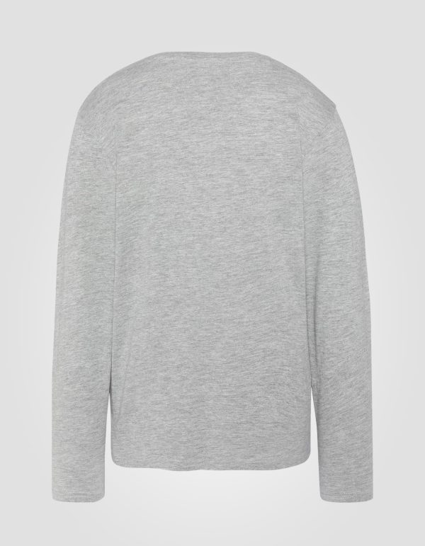 T-shirt imprimé gris chiné à manches longues – Image 2