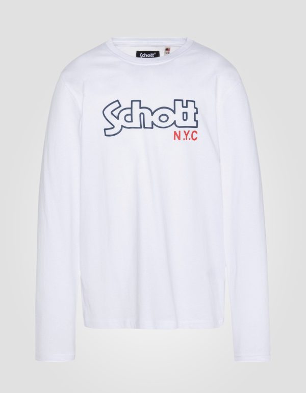 T-shirt imprimé blanc à manches longues